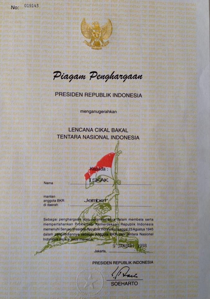 Lencana Cikal Bakal Tentara Nasional Indonesia / Pribadi